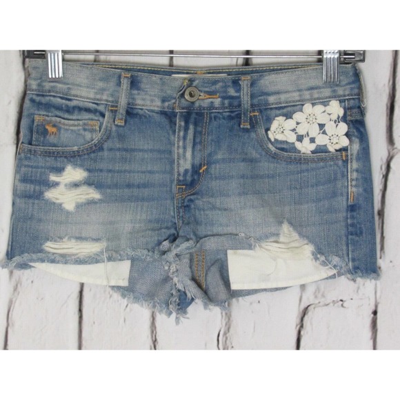 Abercrombie & Fitch Other - abercrombie Kids Girl Jean Shorts Size 14 Blue Distressed Sandblasted Denim